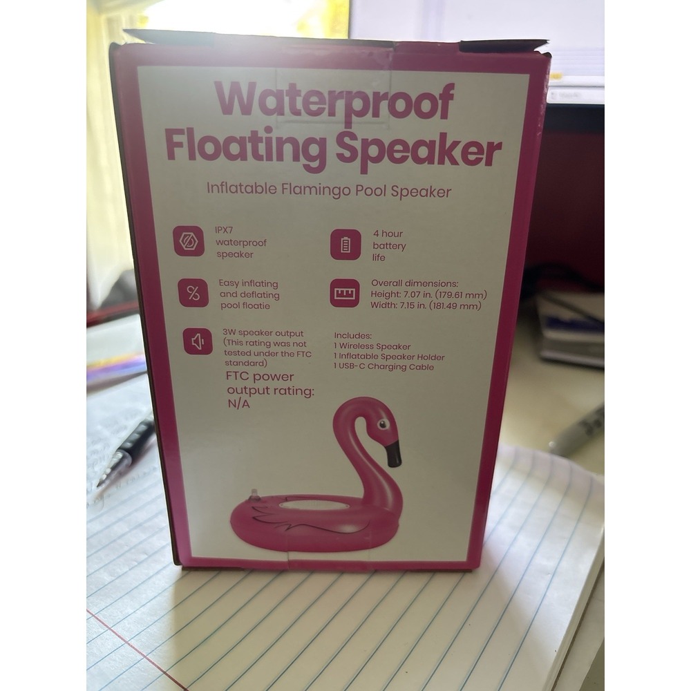 Waterproof Floating Bluetooth Speaker Inflatable Flamingo Pool IPX7 Wireless - Picture 2 of 2